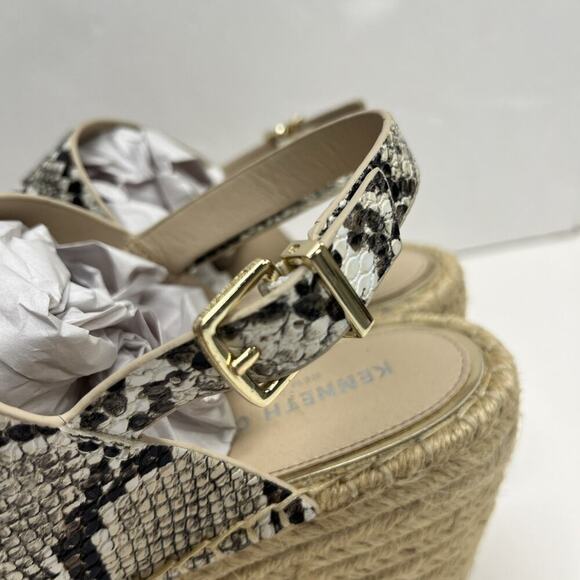 Kenneth Cole Wedge Snakeskin Espadrille Sandals Women's 9.5M Open Toe Slingback - Picture 8 of 15